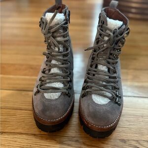 Jeffrey Campbell Taupe Lace-Up Boots